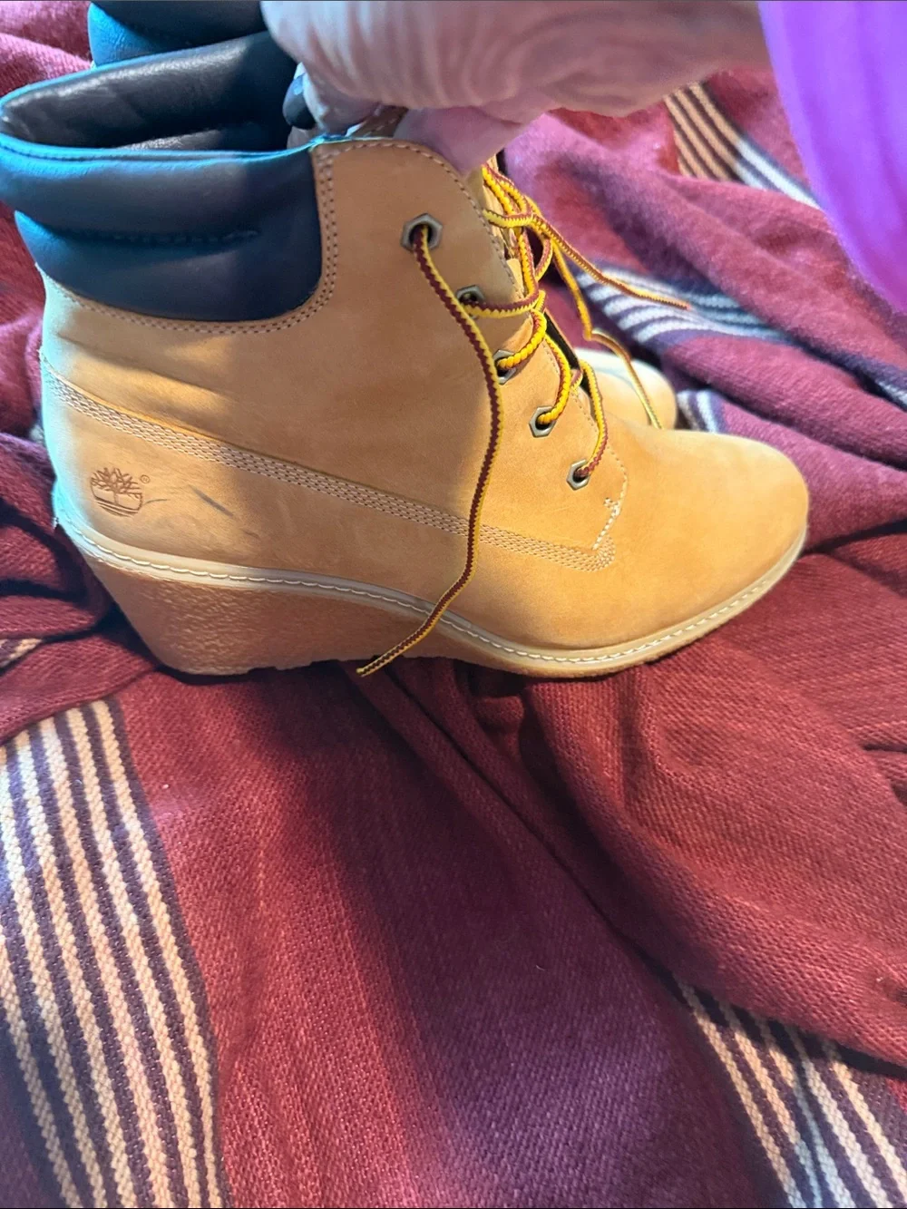 Timberland Tan Lace-Up wedge lace up boots